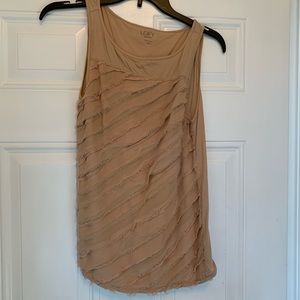 AT Loft petite pleated/sheer tank-dark peach XSP